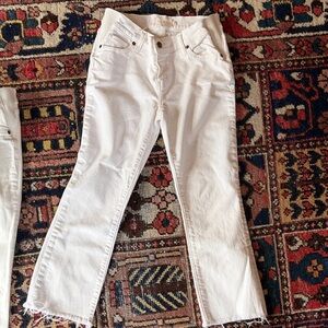Hatch White Wide Leg Jeans - Raw Hem